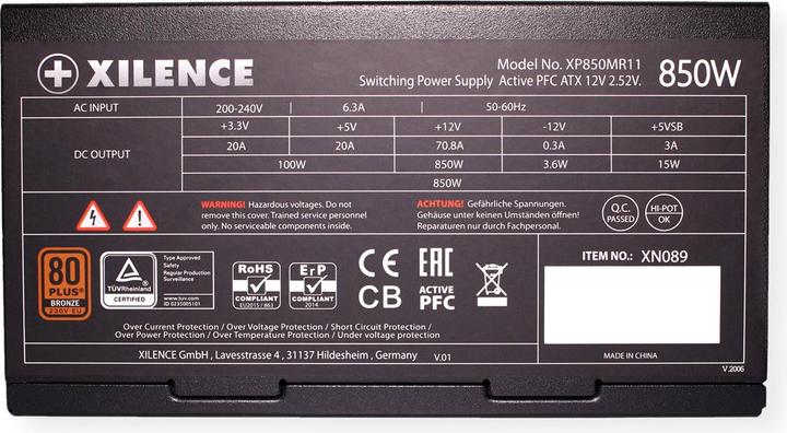 Actual product image Xilence 850 Watt Performance A+ III Semi-Modular (850 W)