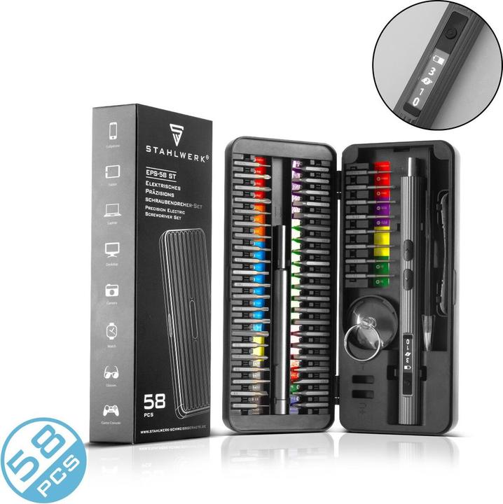 Immagine prodotto Stahlwerk Set di cacciaviti di precisione EPS-58 ST 58 pezzi per meccanica di precisione a batteria
