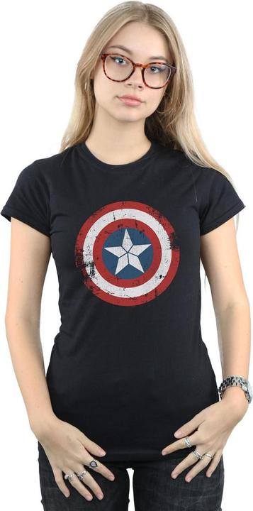 Actual product image Womens/Ladies Captain America Civil War Distressed Shield Cotton T-Shirt (L)