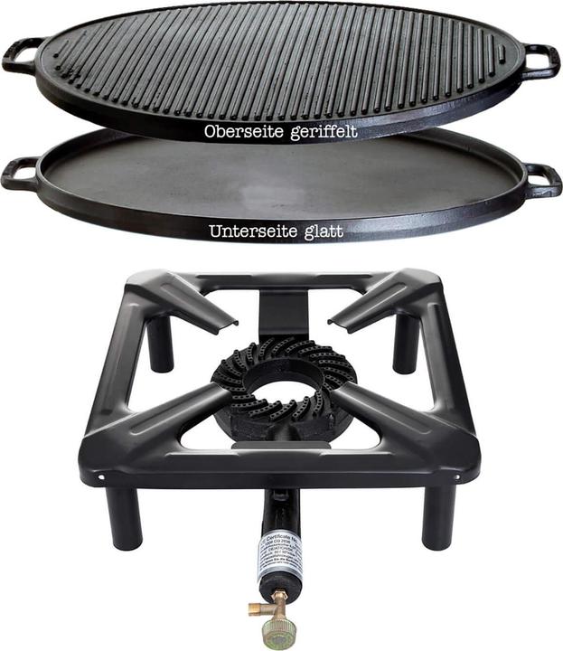 Productafbeelding All'Grill Kruk-kookset (groot) met gietijzeren grillplaat Ø 55 cm - zonder veiligheidspil