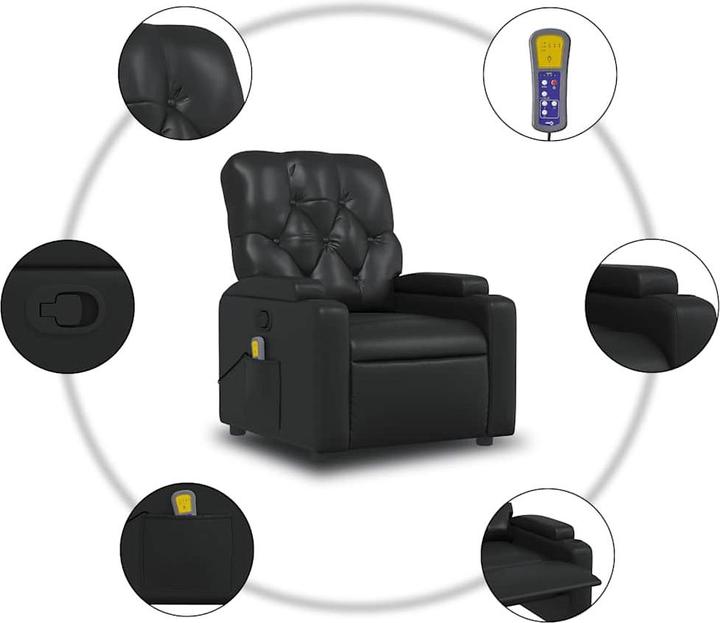 Actual product image VidaXL Massage chair black imitation leather,Colour: Black,Material