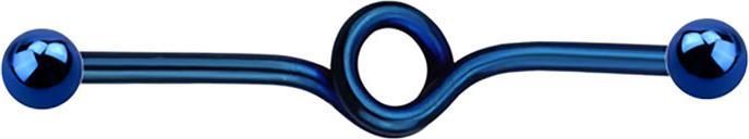 Actual product image Star Piercing Barbell dark blue bow with two balls (Surgical steel 316L)