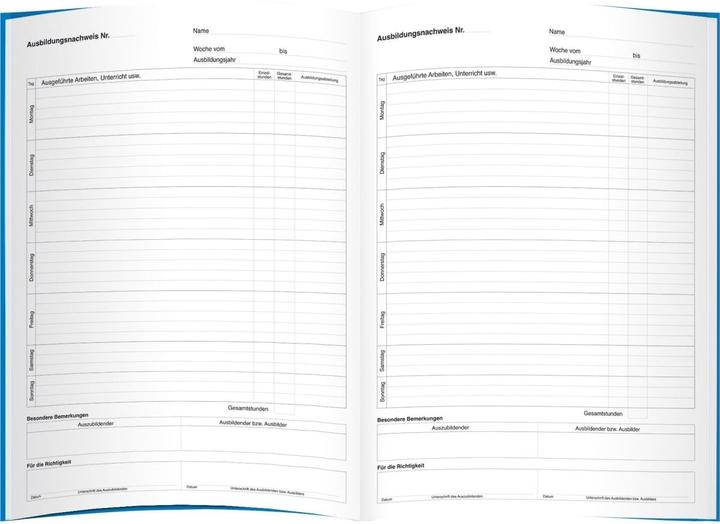 Nährwerte und Zutaten Herlitz Formularbuch "Ausbildungsnachweis", DIN A4, 28 Blatt (28 x)