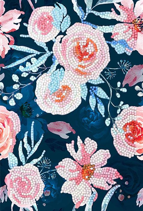 Actual product image Craft Buddy Pretty pink flowers, crystal art notebook