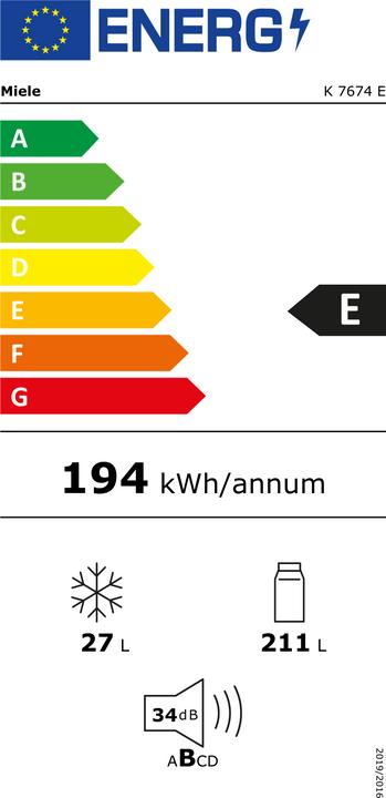 Energy Label Miele K 7674 E (238 l)