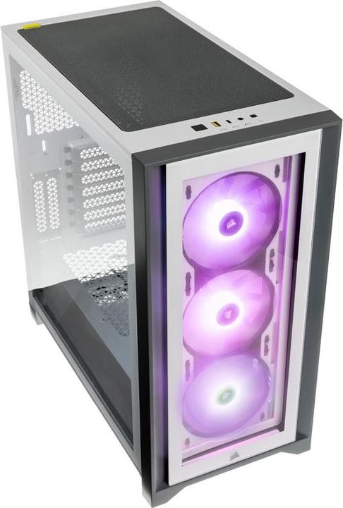 Produktbild Corsair iCUE 4000X RGB Mid-Tower White-Gehäuse aus gehärtetem Glas (mATX, Mini-ITX, ATX, E-ATX)
