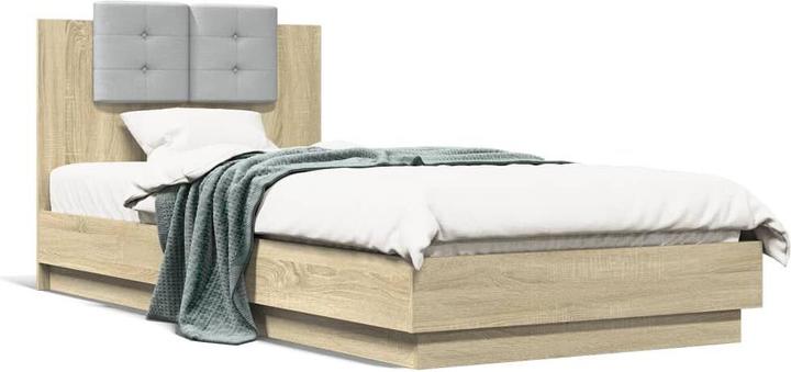 Produktbild VidaXL Bettgestell mit Kopfteil und LED-Leuchten 90 x 200cm (90 x 200 cm)