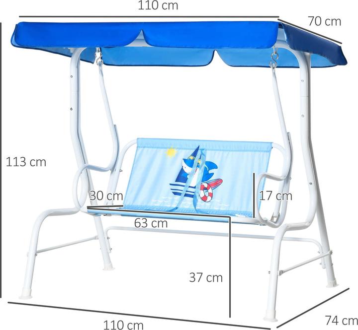 Produktbild Outsunny Kinder Hollywoodschaukel mit dem winkelverstellbaren Verdeck (Kindersessel)