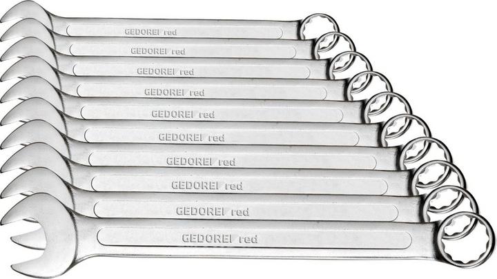 Gedore Red red Ring-Maulschlüssel-Satz, 10-teilig, SW 8-22, Chrom-Vanadium-Stahl, Silber (19 mm, 8 mm, 29 mm, 7 mm, 10 mm)