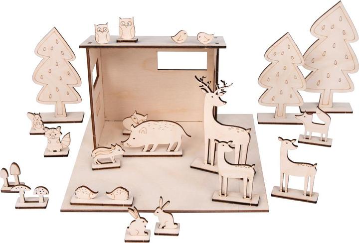 Actual product image Rayher Wooden plug-in kit, forest animals, 45 pcs.