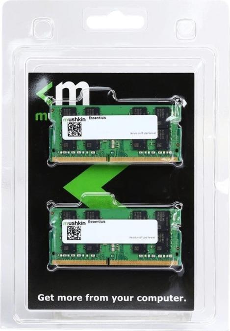 Actual product image Mushkin DDR4 -32 GB - 3200 - CL - 22 - Dual Kit, RAM (MES4S320NF16GX2, Essentials) (2 x 16GB, 3200 MHz, DDR4-RAM, SO-DIMM)
