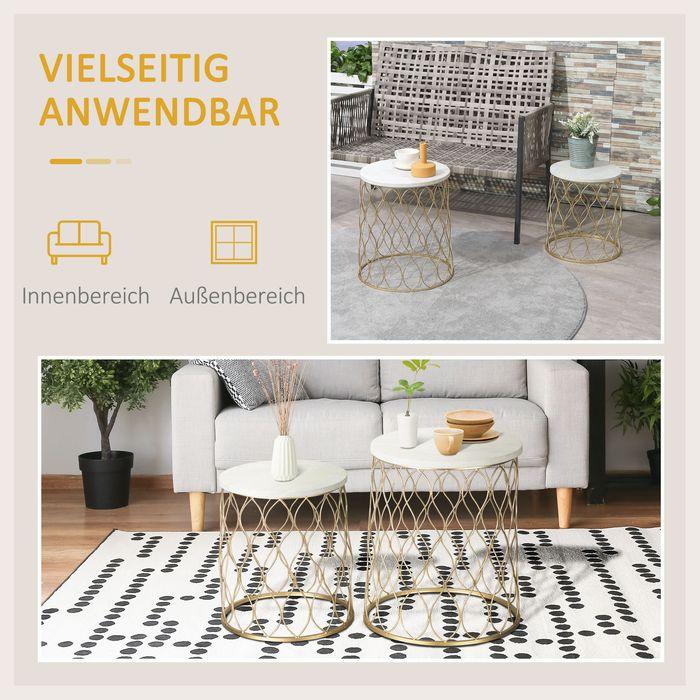 Produktbild Swisshandel24 2er-Set Gartentisch Beistelltische Couchtische Retro Drahtkorb Metallkorb Garten Satztisch Gartenmöb (41 x 46 cm)