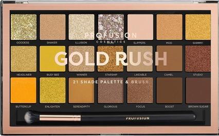 Profusion Eyeshadow Palette palette 21 eye shadows with Gold Rush brush (Gold Rush)