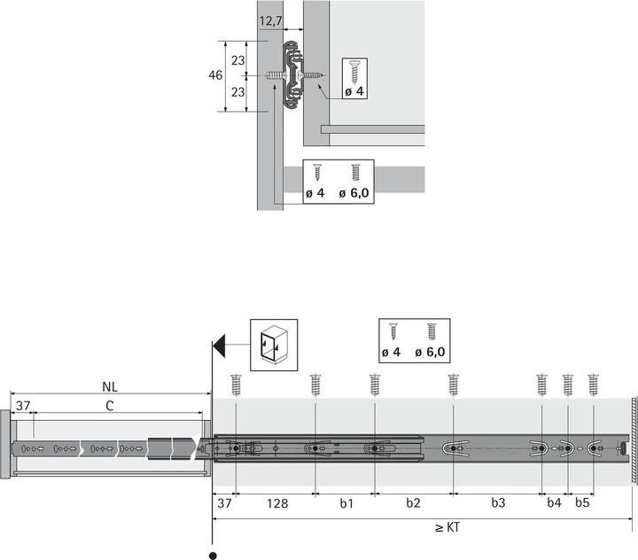 Actual product image Hettich Kugel-Vollauszug Nominal length 500 mm