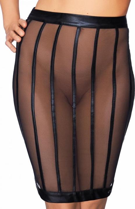 Produktbild 7 Heaven Wetlook and Mesh Striped Pencil Skirt (S)