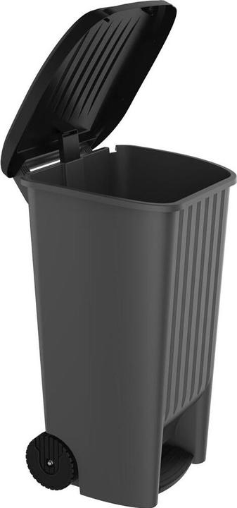 Produktbild EDA Mülleimer 100 l auf Rollen - mit Pedal - für 100 l Beutel - 50 x 48,6 x 83,5 cm - Anthrazit (90 l)