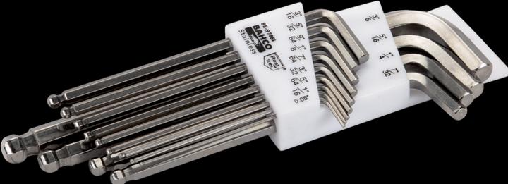 Image du produit Bahco Jeu de tournevis coudés en acier inoxydable, modèle en pouces, avec tête sphérique longue, pour vis