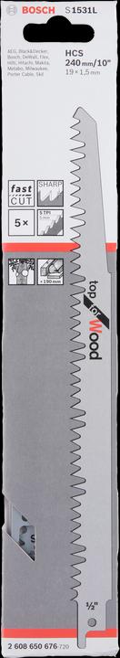 Produktbild Bosch Professional Zubehör Säbelsägeblatt S 1531 L, Top for Wood, 5er-Pack