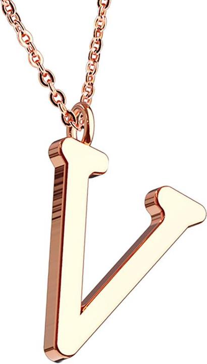 Actual product image Star Piercing Rose gold chain pendant letter V (without brass, Surgical steel 316L)