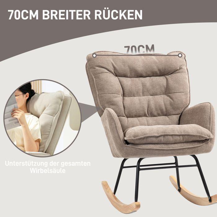 Immagine prodotto Swisshandel24 Schaukelstuhl Armlehnsessel mit Chenilleoptik für Schlafzimmer, bis 12kg, braun