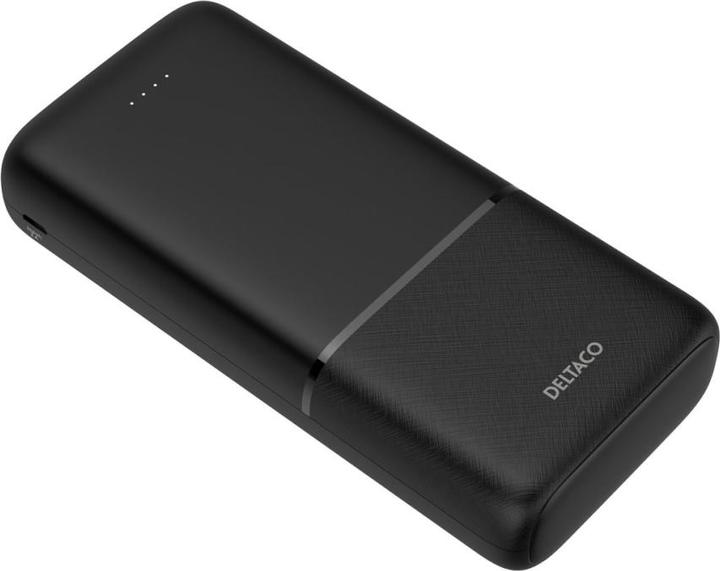 Produktbild Deltaco Powerbank with fast charging, 3 ports, 2x USB-A 18W, 1x USB-C PD 20W, 20,000 mAh black (20000 mAh, 20 W)