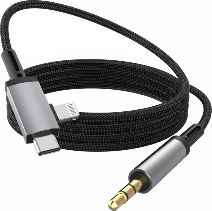 Produktbild PowerGuard USB-C & Lightning zu 3.5mm Klinke AUX Audio Kabel