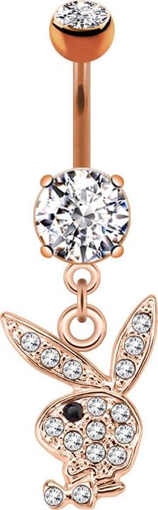 Actual product image Star Piercing Banana rose gold with pendant Playboy Bunny (Brass, Surgical steel 316L)