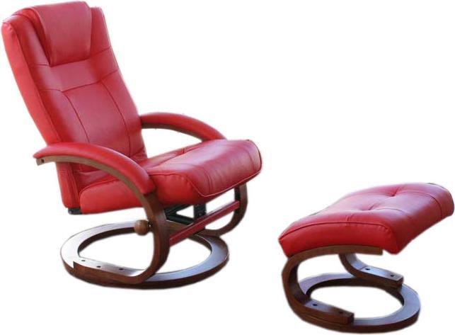 Actual product image Swisshandel24 TV armchair recliner armchair, imitation leather, with stool - red