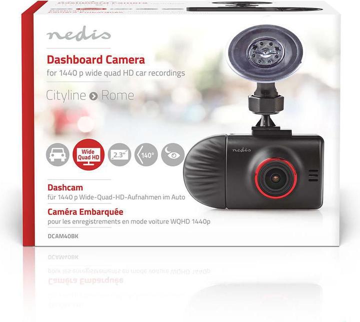 Immagine prodotto Nedis Cityline Roma, doppia videocamera da cruscotto 1440p, 2,3" (Ricevitore GPS, Bluetooth, Microfono incorporato, Display integrato, Accelerometro, Visione notturna, HD)