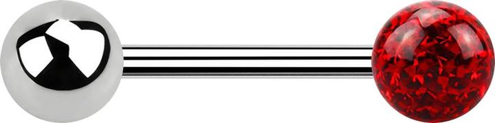 Image du produit Star Piercing Barbell argent avec boule et cristal boule rouge époxy de protection (Acier chirurgical 316L, sans laiton)