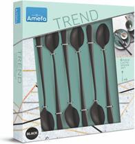 Actual product image Amefa Longdrink / latte macchiato spoon set 6 pieces PVD black 1410 Austin (6 Piece, Pitchfork)