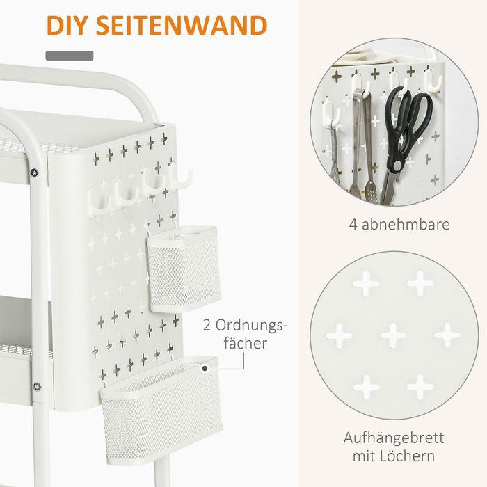 Immagine prodotto Swisshandel24 Carrello con cassetti e cestino Cucina Ufficio Scaffale da cucina a 3 livelli con rotelle Camera da