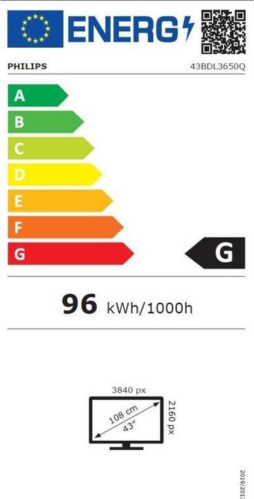 Energie-Label Philips Signage Solution Q-Line 43BDL3650Q/00 (3840 x 2160 Pixel, 43")