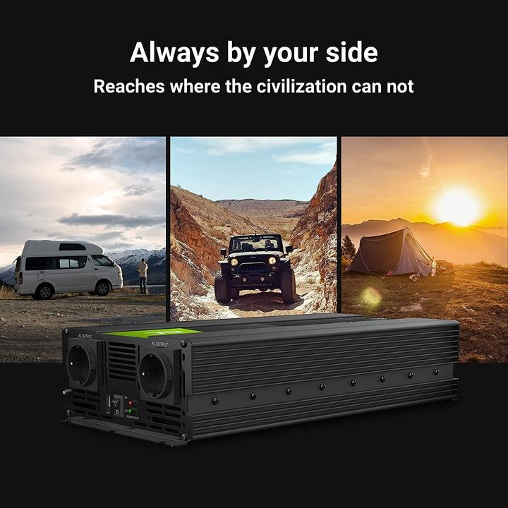 Produktbild GreenCell INV24 - Universal - Auto - 24 V - 1500 W - 230 V - DC-to-AC