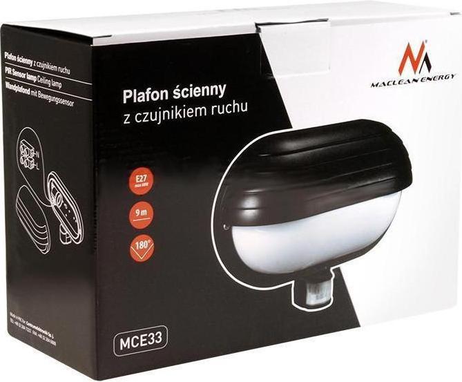 Productafbeelding Maclean MCE33 wandlamp voor buiten met PIR en schemersensor (60 lm, E27, IP44)