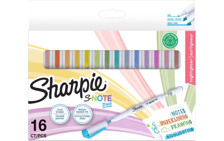 Actual product image Sharpie Highlighter S-Note DUO wedge and bullet tip 16 pcs. blister (Multicoloured, 3.50 mm, 16 x)