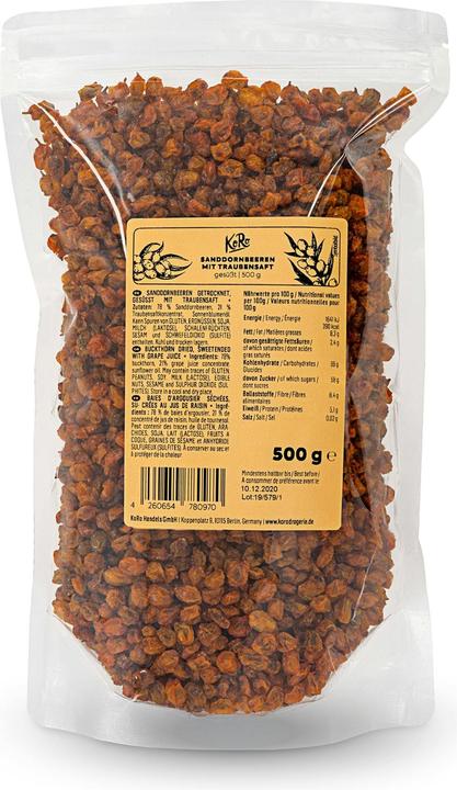 Immagine prodotto KoRo Bacche secche di olivello spinoso, addolcite con succo d'uva (500 g)