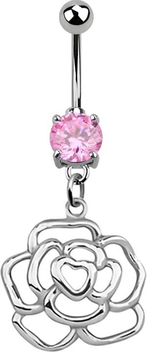 Actual product image Star Piercing Banana silver with pendant rose pink (925 sterling silver, Surgical steel 316L, without brass)
