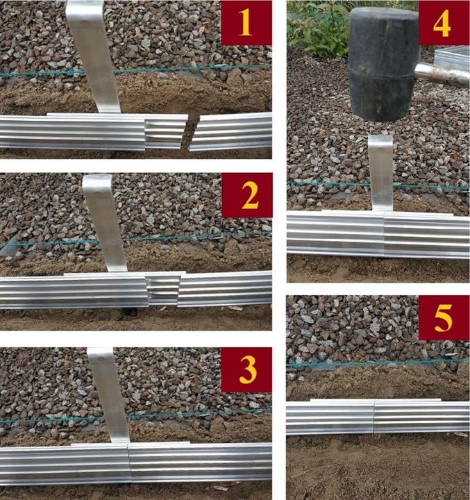 Image du produit Green Split Lot de 20 bordures de pelouse ultra-résistantes en aluminium 14cm x 1m (20m de long) | Bordure de (100 cm)