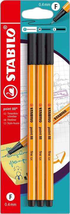 STABILO Point 88 (Schwarzgrau, 3 x)