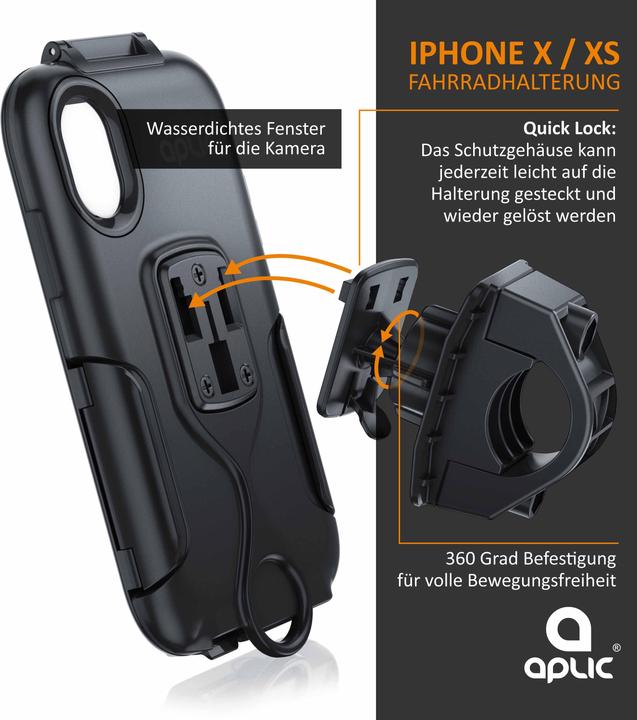 Image du produit Aplic Support mobile, support vélo avec housse de protection pour Iphone X & XS, protection contre les