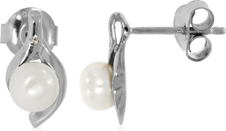 Produktbild Xen Ohrstecker mit Diamant ca. 0,01 ct. und weisser Süsswasserzuchtperle (925 Sterling Silber)