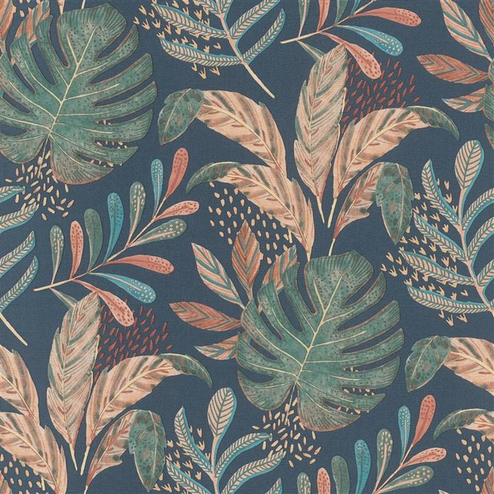 Actual product image Rasch Non-woven wallpaper 464306 Salsa Bltter Blue