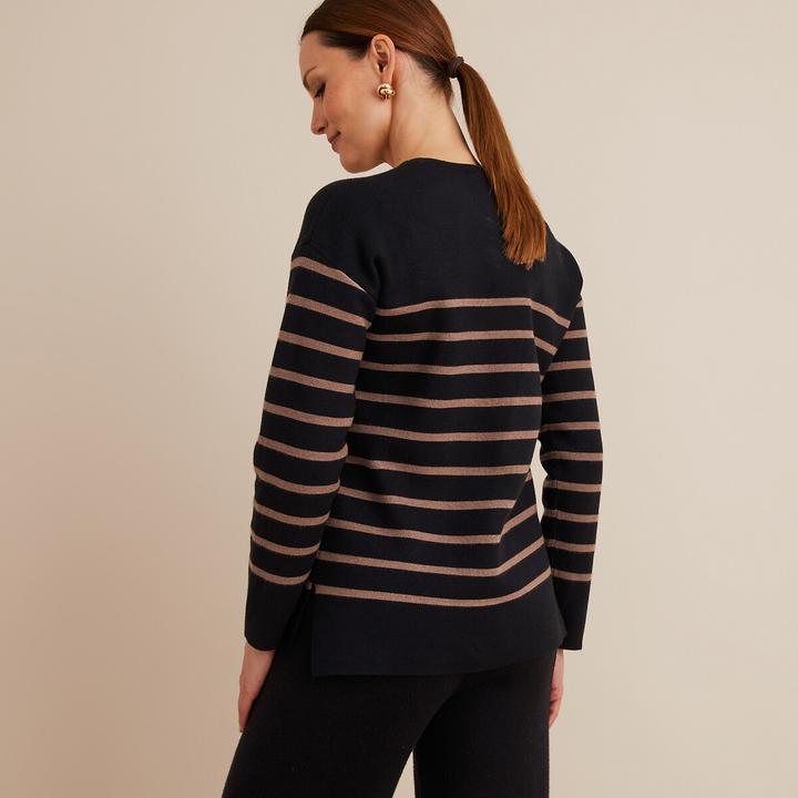 Immagine prodotto Anne Weyburn Maglia a righe a maglia fine con scollo rotondo (38)