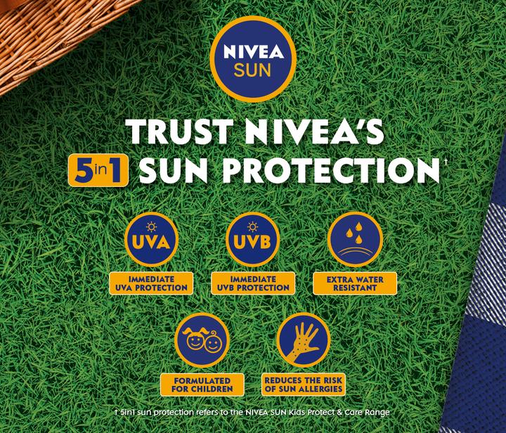 Immagine prodotto NIVEA Spray solare Spf30 per bambini, durevole, resistente all'acqua, 200ml (Spray solare, SPF 30, 200 ml, 150 g)
