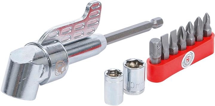 BGS Winkelschrauber-Vorsatz für Bohrmaschinen 10-tlg. (6.3 mm Schaft, 8mm Schaft, 10mm Schaft, 3/8", 5/16", 3/4", 1/4", 1/2")