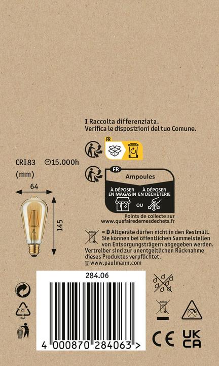 Actual product image Paulmann 1879 Filament piston ST64 (E27, 2.50 W, 150 lm, 1 x)