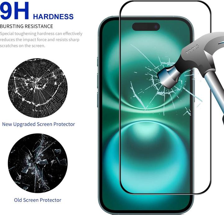 Actual product image Enkay Easy Glass armoured glass screen protector (1 Piece, Apple iPhone 16)