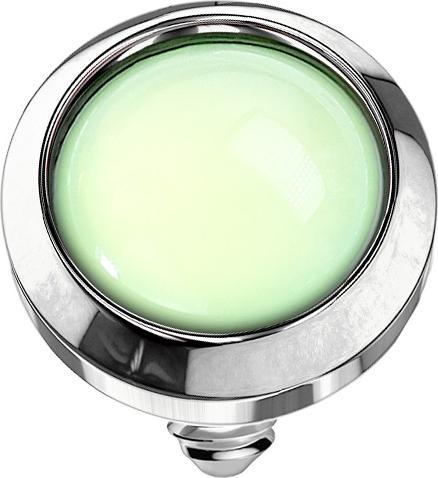 Image du produit Star Piercing Dermal Anchor argenté avec pierre époxy verte (sans laiton, Acier chirurgical 316L)
