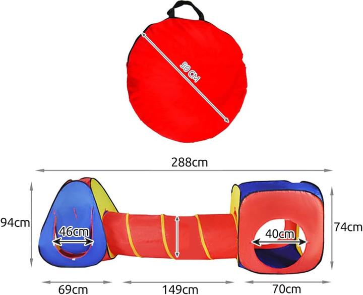 Actual product image Kruzzel 3-piece pop-up children's play tent with tunnel